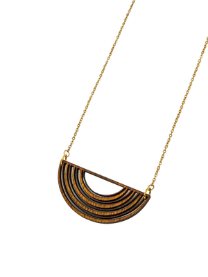 Upside Down Rainbow Wood Bar Necklace