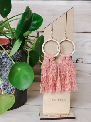 Blush Fringed Hoops